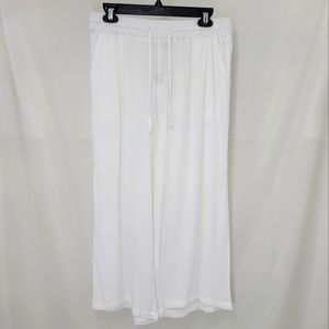 Zeagoo White Bohemian Wide Leg High Waist Pants Large